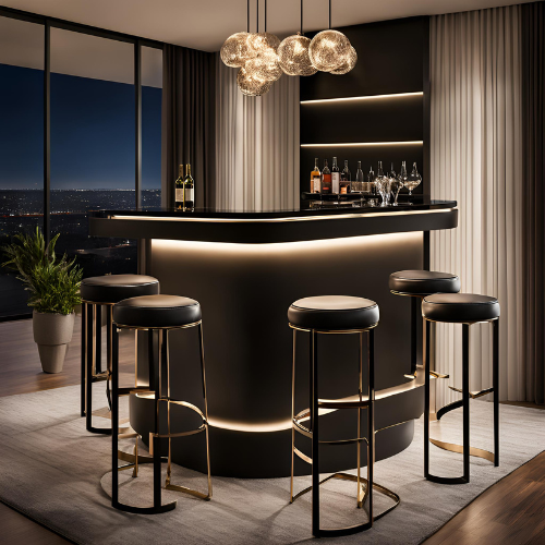 Statement Bar Set With 1 Table and 5 Stools